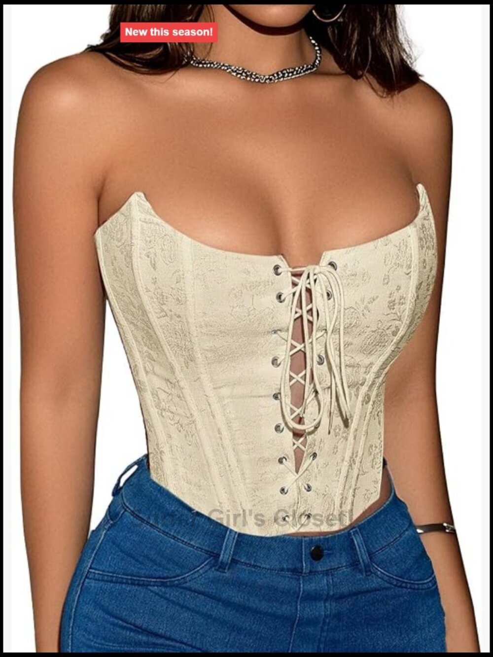 Women Strapless Backless Lace-Up Corset Bustier Top Spiral Fishbone Support